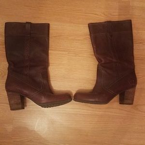 Timberland leather stacked heel boots